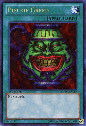 Damaged, English Yu Gi Oh Pot of Greed - LCYW-EN059 - Secret Rare - Unlimited Ed - Image 1 of 1
