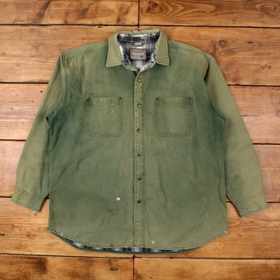 Vintage Wrangler Workwear Shirt Snap XL Lined Thrashed Faded Mens Long Sleeve - Image 1 of 4