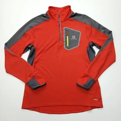 Pullover Salomon para mujer L rojo 1/4 cremallera piel avanzada cálida capa base exterior Foto 1 de 4