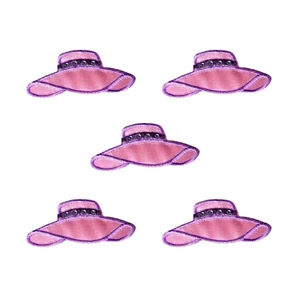 Pink Hat Lady Jeweled Hat Patches (5-Pack) Fashion Embroidered Iron On Patch - Picture 1 of 3