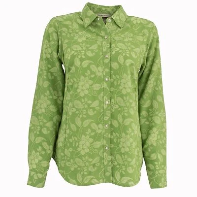 EXOFFICIO WOMEN'S FLORAL BURNOUT L/S SNAP FRONT COTTON POLYESTER SHIRT SMALL - Image 1 of 4