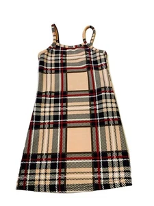 SHEIN Girls Tan Plaid Spaghetti Strap Dress Fitted 2T - Picture 1 of 3