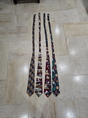 Vintage Lot 4 Novelty Neck Ties Peanuts Snoopy Cowboy Theme Christmas 55-57 in - Image 1 of 4