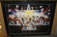 RARE Illust. Ultimate Rock Concert Poster members of Led Zep RUSH Bowie KISS