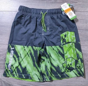 Minecraft Swim Shorts Boys Medium 8 Creeper Swimwear Swim Trunks Kids - Picture 1 of 6