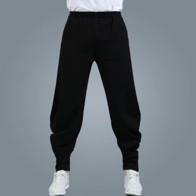 Mens Martial Arts Trousers Chinese Kung Fu Tai Chi Pants Bloomers Bending Knees - Image 1 of 4