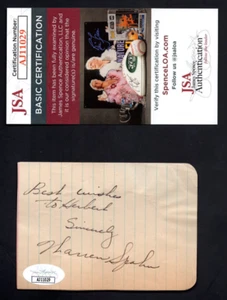 WARREN SPAHN HOF "To Herbert" Signed Autograph Signature Cut Braves JSA ๐ COA - Picture 1 of 3