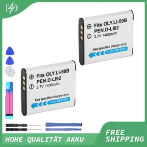 2x Akku Für Olympus LI-50B, Pentax D-Li92, Ricoh DB-100, LB-050 Li-Ion 1400mAh - Bild 1 von 7