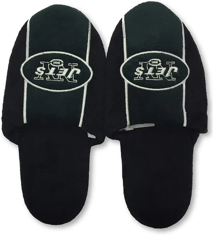 New York Jets Men's Big Logo Team Plush Slide Slippers Small 7/8 Cover