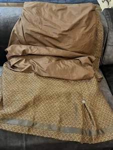 HiEnd Accents Copper Brown With Chocolate Faux Leather Strip Queen Size Bedskirt - Picture 1 of 7