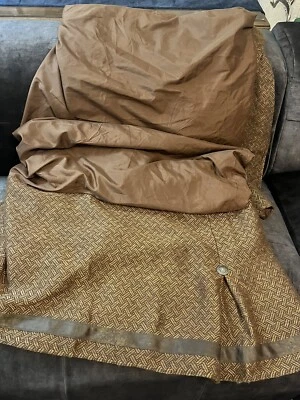 HiEnd Accents Copper Brown With Chocolate Faux Leather Strip Queen Size Bedskirt - Image 1 of 4