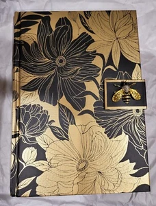 Punch Studio Jeweled Bee Brooch~Black & Gold Magnetic Journal ~208 pages (New) - Picture 1 of 4