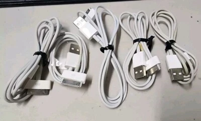5-Pack USB to 30-Pin Charging Cables for Apple iPad/iPhone White Used - Image 1 of 2