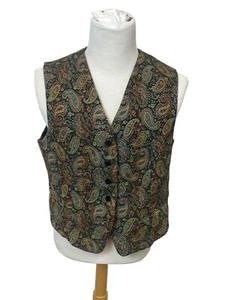 Talbot's Mens Muticolor Paisley Button-Down Waistcoat Size 16 - Picture 1 of 8