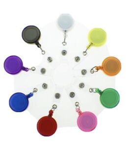 Translucent Retractable Badge Reels ID Document Holder Name Tag Assorted