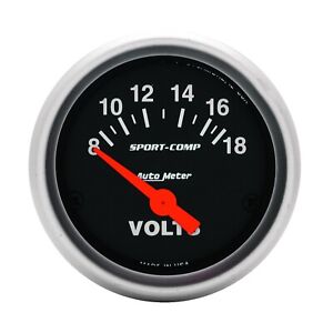 AutoMeter for Sport-Comp 52mm 8-18 Volt Electronic Voltmeter Gauge