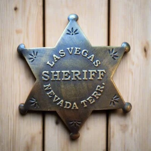 Sheriff Las Vegas Nevada Terr. Massives Messing Stern Abzeichen (3" x 2,25") - Bild 1 von 3
