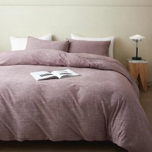 Stonewashed Cotton/Linen Duvet Cover Set (Chocolate, King) Chocolate - Picture 1 of 6