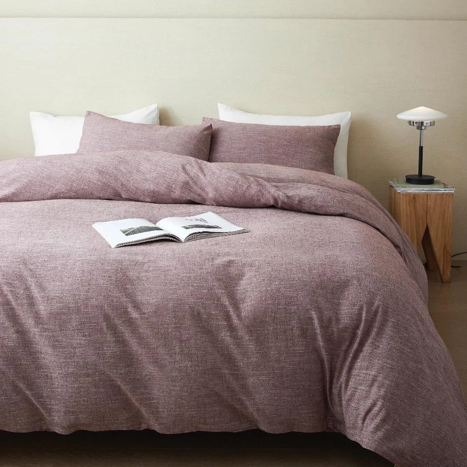 Juego de funda nórdica de algodón/lino lavado a la piedra (chocolate, king) chocolate Foto 1 de 4