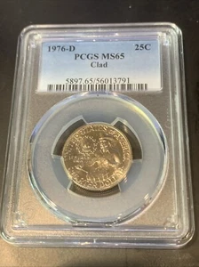 1976 D Washington Bicentennial Clad Quarter PCGS MS65 - Picture 1 of 2