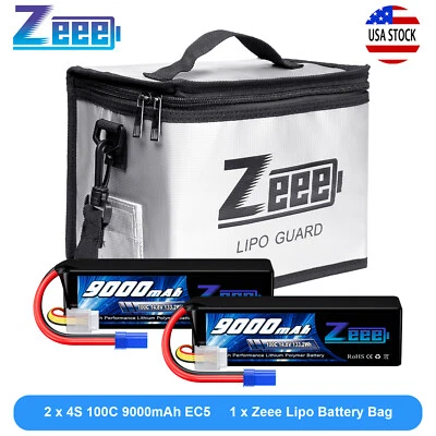 2x Zeee 14.8V 100C 9000mAh 4S Lipo Battery EC5 for KRATON 8S MONSTER RC TRUCK - Image 1 of 4