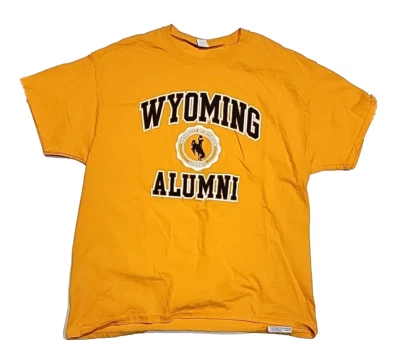 Vintage Wyoming Cowboys Alumni University NCAA Football Yellow Shirt Men's XL - Image 1 of 4