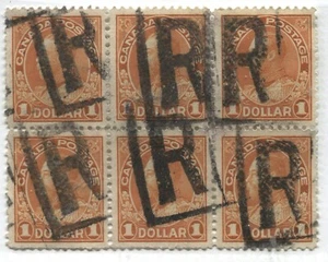 Canada KGV $1 orange Admiral used block of 6 - Picture 1 of 1