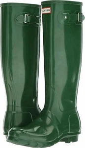 HUNTER BOOT WMN ORG TALL GLOSS WATERPROOF HUNTER GREEN 10 - Picture 1 of 3