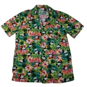 Camisa Disney Para Hombre Mediana Multicolor Mickey Mouse Floral Aloha Hawaiana Abotonada - Imagen 1 de 7
