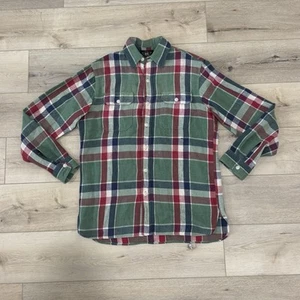 RRL Double RL Shirt Men's Medium Green Button Down Plaid Work Linen Flannel - Picture 1 of 11