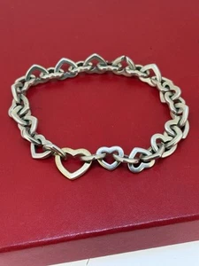 Authentic Tiffany & Co.  Heart Link Bracelet Sterling Silver & 18K Yellow Gold - Picture 1 of 10