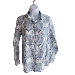 Joie 100% Linen Blue Starburst Print Button Down Long Sleeve Shirt Top Size Sm - Picture 1 of 8