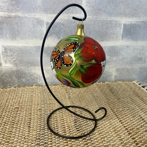 Saks Vintage 1997 Italien handbemalt Monarch Schmetterling signiert Jahr Glas Ornament 4" - Bild 1 von 8