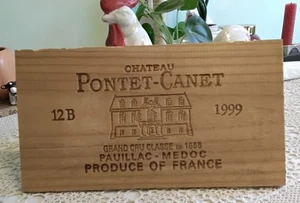 Cassa Vino Pino Pannello Laterale Marcato Chateau Pontet-Canet 1999 Usato 6"x12" - Foto 1 di 4