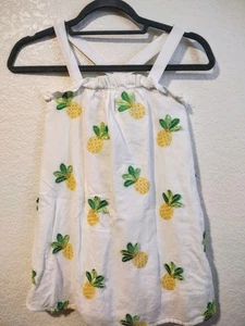 Janie And Jack Dress Size 7 White Pineapple Fringe Girls Tank Embroidered  - Picture 1 of 12
