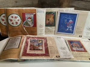 Lot Of 7 Christmas Cross Stitch Creative Circle NEW Stockings Sampler & More NOS - Picture 1 of 16