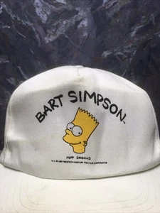 Seltene Vintage Bart Simpson 1990 weiße Mütze Druckknopflasche (vergilbt) #c12 - Bild 1 von 9
