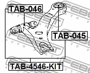 Kit de buje de brazo delantero FEBEST 2003-2020 Toyota Solara TAB-4546-KIT Foto 1 de 2