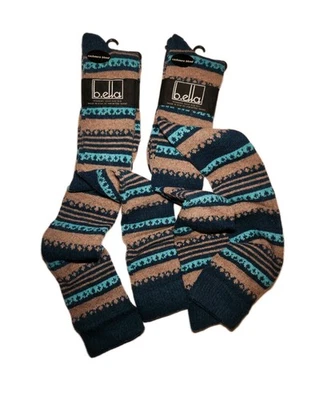 ☆ 2 PARES ☆ Calcetines hasta la rodilla mezcla de viscosa de angora de lana verde azulado b.ella Inga Foto 1 de 2