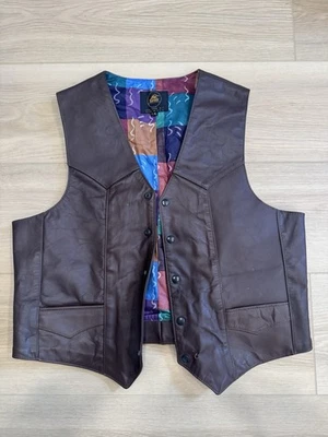 Chaleco de moto Lost Worlds piel de caballo cuero frontal a presión talla M hecho en EE. UU. Foto 1 de 4