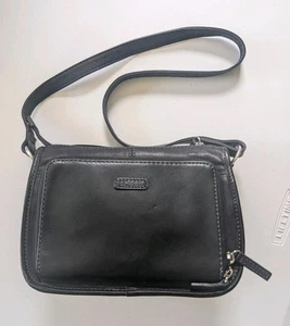 VTG Fossil Purse Black Leather Clutch Bag Small Multi Pocket Crossbody - Picture 1 of 10