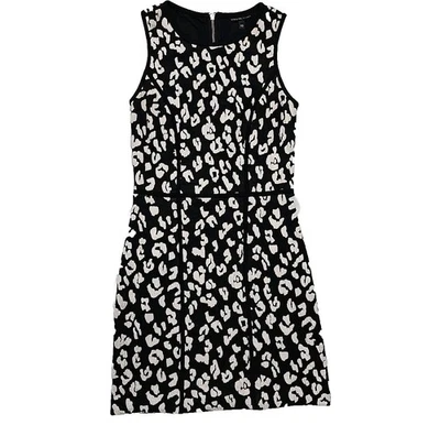 w118 Walter Baker Womens Sheath Dress SZ XS, Black White, Full Zip Back, Leopard Foto 1 de 4