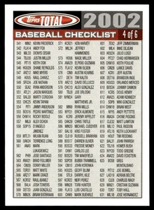 2002 Topps Total Checklists Checklist Checklist 4 #4 - Picture 1 of 2