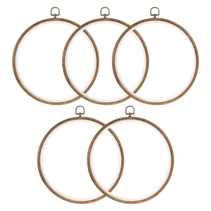 5 Pieces 10 Inch Embroidery Hoops Frame Round Imitated Wood Circle Cross Stit... - Picture 1 of 7