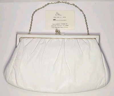 Bolso de mano de cuero vintage Etra New York bolso sin asas blanco y dorado Foto 1 de 4