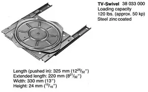 HEAVY DUTY TV/COMPUTER SWIVELING PULL-OUT UNIT, 110 POUND CAPACITY,EXTENDS 220mm - Picture 1 of 1