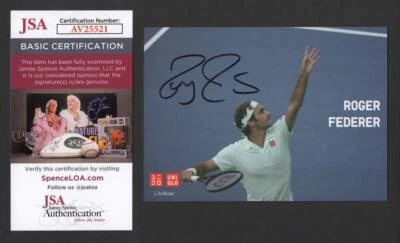 Roger Federer Signed Autograph 4x5.5 Photo Card - 5x US Open Champion w/ JSA COA - Image 1 of 2