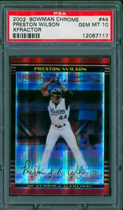 Bowman Chrome Xfractor Preston Wilson #44 SP #/250 2002 gema como nueva PSA 10 Pop 1 - Imagen 1 de 2