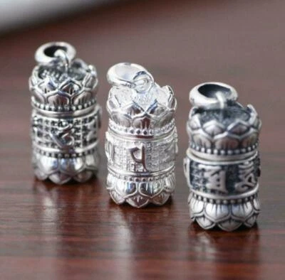 Urnen Medaillon Asche Anhänger Buddhismus Om Lotus 925 Sterling Silber Box A2791 - Bild 1 von 4