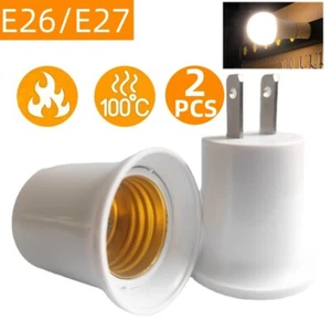 2Pcs Light Socket Outlet To Light Bulb Outlet E26/E27 Convert Socket Adapter - Picture 1 of 11